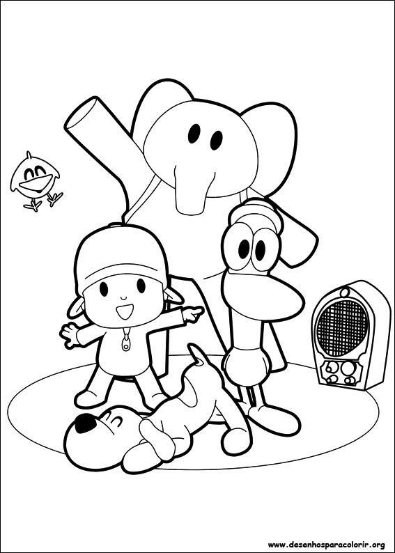 Desenhos para colorir pocoyo e cesta de páscoa - desenhos para colorir  pocoyo - desenhos para colorir para crianças e adultos